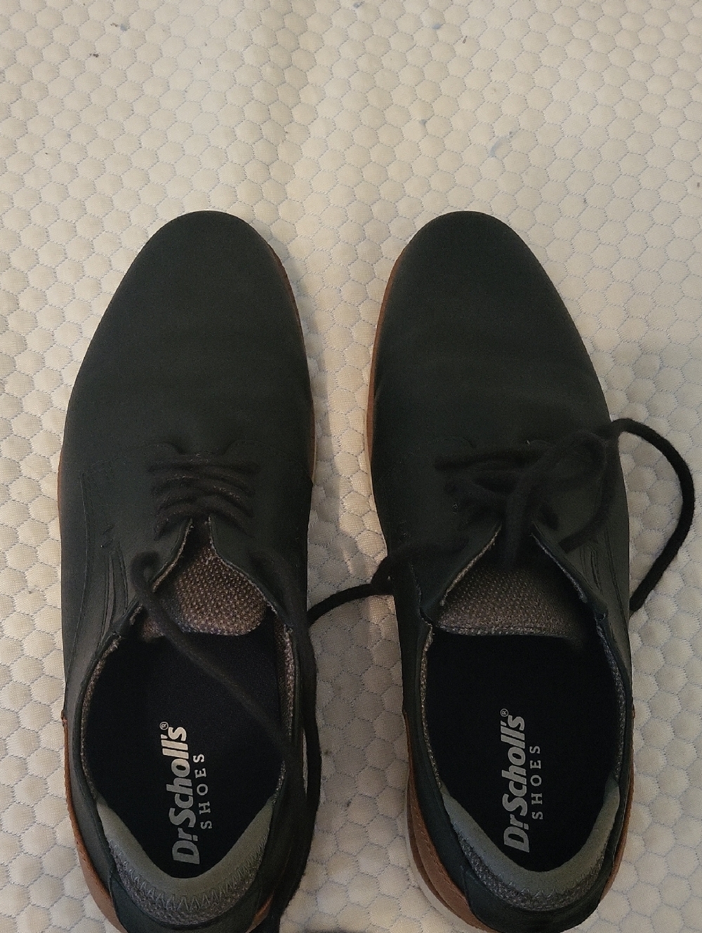 Men's Dr. Scholl's Black Lace-Up Oxford Shoes with Brown Trim Size 9